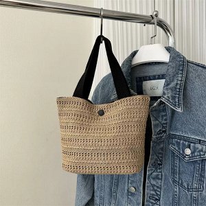 Сумка женская, летняя, плетеная, на плечо
