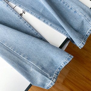 Широкие джинсы с высокой посадкой, голубой