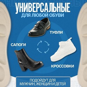 Стельки для обуви, универсальные, амортизирующие, р-р RU до 46, 30 см, пара.