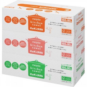 Бумажные кухонные полотенца в коробке  "NEPIА", двухслойные 80 шт.*3 пачки