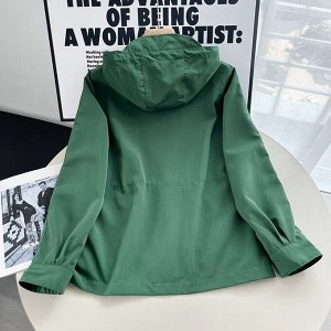 Весенне-осенняя куртка с капюшоном, водонепроницаемая, зеленый