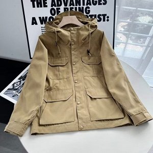 Весенне-осенняя куртка с капюшоном, водонепроницаемая, хаки