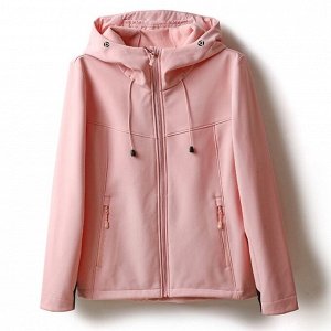 Весенне-осенняя куртка с капюшоном, розовый