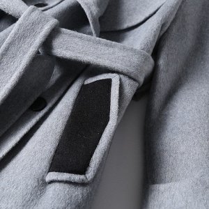 Осенне-весеннее шерстяное пальто двубортное, серый