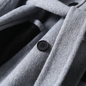 Осенне-весеннее шерстяное пальто двубортное, серый