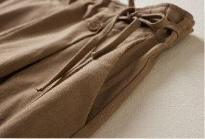 Шорты свободные из смешанного хлопка, пояс на резинке, хаки