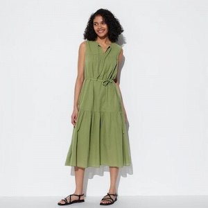 UNIQLO - легкое хлопковое платье без рукавов - 54 GREEN