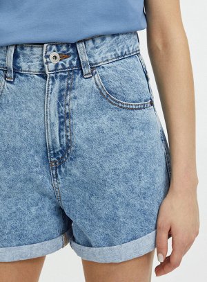 Шорты джинсовые mom fit с отворотами