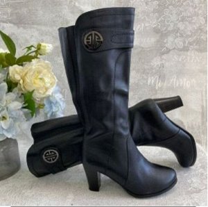 Сапоги демисезонные женские из натуральной кожи на широкую голень
