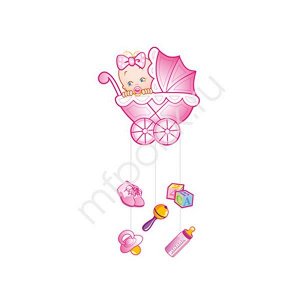 PR Подвеска С Днем Рождения Малыш розовая 75х40 см