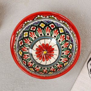 Бульонница узбекская Риштанская Керамика, 500 мл, d=15 см, красная