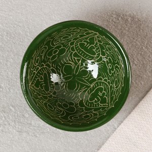 Пиала для чая Риштанская Керамика, 90 мл, d=8.5 см, зелёная