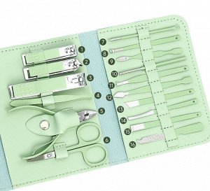 Дорожный набор мини-инструментов для маникюра и педикюра (16 предметов в чехле)