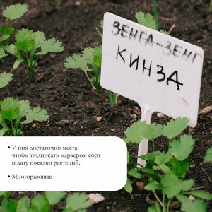 Таблички садовые, для маркировки растений, 15 см, набор 10 шт., пластик, белые, Greengo
