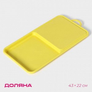 Доска разделочная с лотком Доляна «Симплекс», 43x22x2 см, цвет МИКС