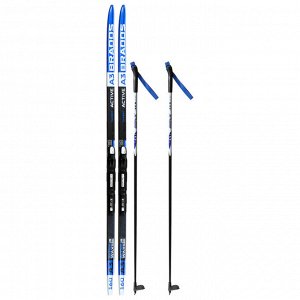 Комплект лыжный: пластиковые лыжи 160 см с насечкой, стеклопластиковые палки 120 см, крепления SNS, цвета МИКС