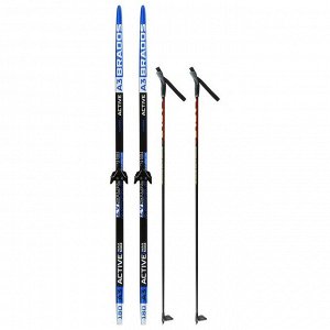 Комплект лыжный: пластиковые лыжи 180 см без насечек, стеклопластиковые палки 140 см, крепления NN75 мм, цвета МИКС