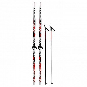 Комплект лыжный: пластиковые лыжи 170 см с насечкой, стеклопластиковые палки 130 см, крепления NN75 мм, цвета МИКС