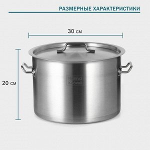 Кастрюля Hanna Knövell, 15 л, d=30 см, h=20 см, толщина 0.8 мм, дно ТРС, толщина дна 4.4 мм, 201 сталь, индукция