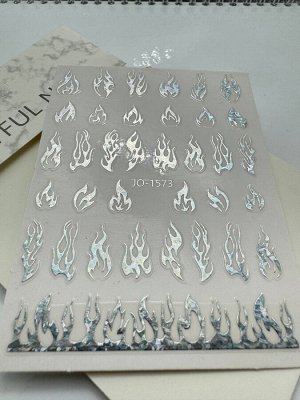 Стильные наклейки с серебром для маникюра JN-1573