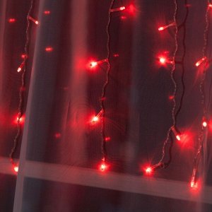 Гирлянда «Занавес» 1.5 ? 1 м, IP20, прозрачная нить, 180 LED, свечение красное, 8 режимов, 220 В
