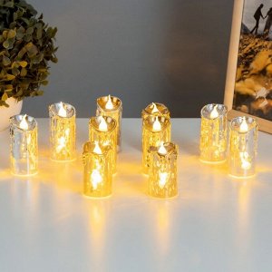 Светодиодная свеча, ночник LED RISALUX «Новый год», от батареек, 3.8x3.8x7.5 см, МИКС