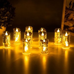 Светодиодная свеча, ночник LED RISALUX «Новый год», от батареек, 3.8x3.8x7.5 см, МИКС