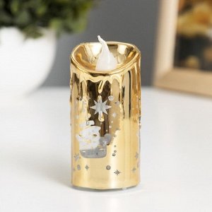 Светодиодная свеча, ночник LED RISALUX «Новый год», от батареек, 3.8x3.8x7.5 см, МИКС