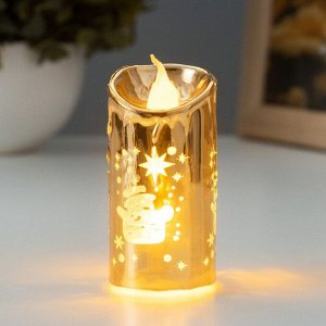 Светодиодная свеча, ночник LED RISALUX «Новый год», от батареек, 3.8x3.8x7.5 см, МИКС