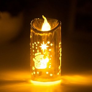 Светодиодная свеча, ночник LED RISALUX «Новый год», от батареек, 3.8x3.8x7.5 см, МИКС