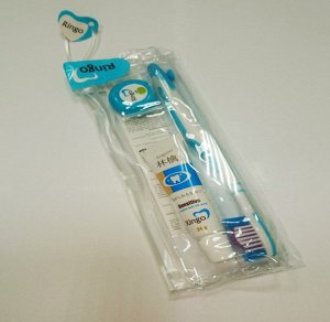 Ringo  набор:зубная паста Sensitive 24 гр, + зубная щетка с жесткой щетиной + зубная нить с ароматом яблока, 5 м.