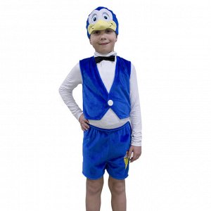 Карнавальный костюм "Пингвинчик", 3 предмета: маска-шапочка, жилетка, шорты. Рост 122-128 см