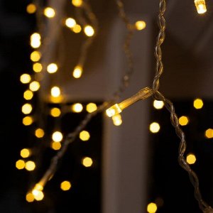 Гирлянда «Бахрома» 4 ? 0.6 м, IP44, прозрачная нить, 180 LED, свечение тёплое белое, 8 режимов, 220 В