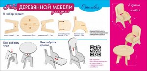 Набор деревянной мебели для кукол. Столовая