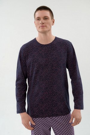 Пижама мужская из футболки с длинным рукавом и брюк из кулирки Генри геометрия макси