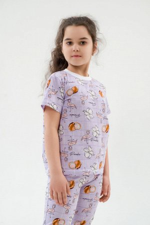 Пижама детская из футболки и брюк из кулирки Фламинго
