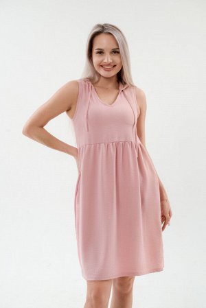 Платье с капюшоном из жатки Хлоя розовый