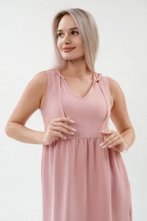 Платье с капюшоном из жатки Хлоя розовый