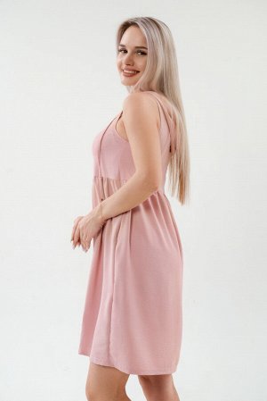 Платье с капюшоном из жатки Хлоя розовый