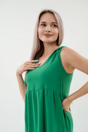 Платье с капюшоном из жатки Хлоя зеленый