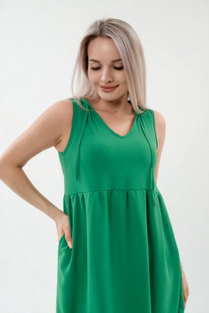 Платье с капюшоном из жатки Хлоя зеленый