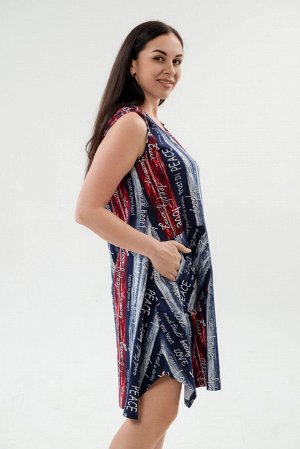 Платье женское из кулирки Кэтрин сине-красный макси