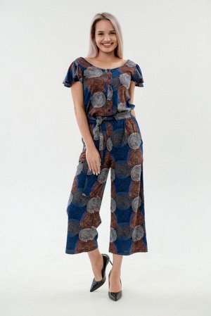 Комбинезон женский из кулирки Верена спилы синие