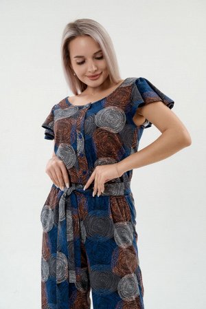 Комбинезон женский из кулирки Верена спилы синие