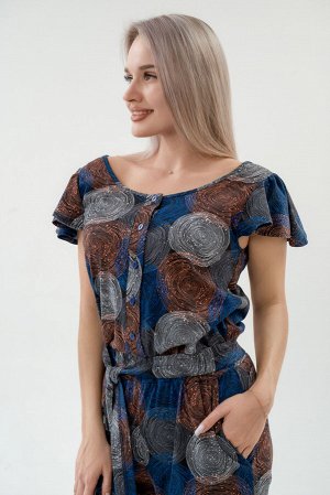 Комбинезон женский из кулирки Верена спилы синие