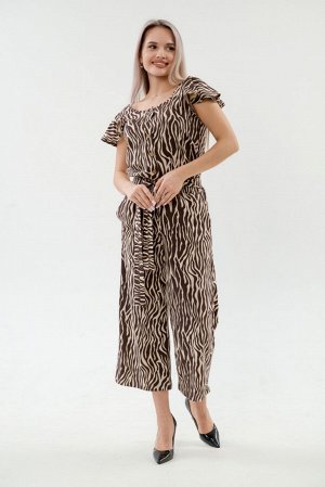 Комбинезон женский из кулирки Верена зебра коричневый