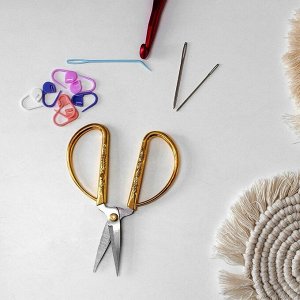 Ножницы для рукоделия, скошенное лезвие, 3.5", 8.5 см, цвет золотой
