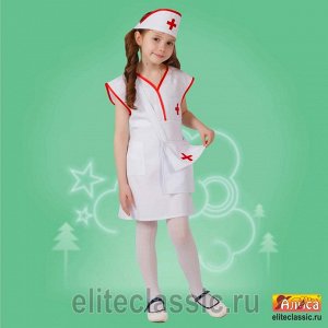 Медсестра В сценический костюм детской медсестры входят головной убор, халат, сумка. Подходит для постановок сказок в детских садах, театральных постановок. Производитель имеет право заменять ткань и 