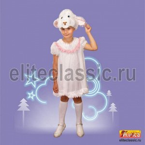 Овечка №3 Очаровательный костюм овечки состоит из платья и маски в виде мордочки овечки. Подходит на детский утренник и новогодний праздник. Производитель имеет право заменять ткань и отделку на равно