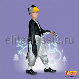 Пингвин В маскарадный костюм входят маска и фрак-комбинезон. Подходит для тематических праздников, нового года. Производитель имеет право заменять ткань и отделку на равнозначную, с похожими рисунками